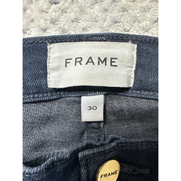 Frame Jeans Womens 30 Blue Denim Dark Wash Le Skinny De Jeanne Raw Edge Hem - Picture 4 of 11